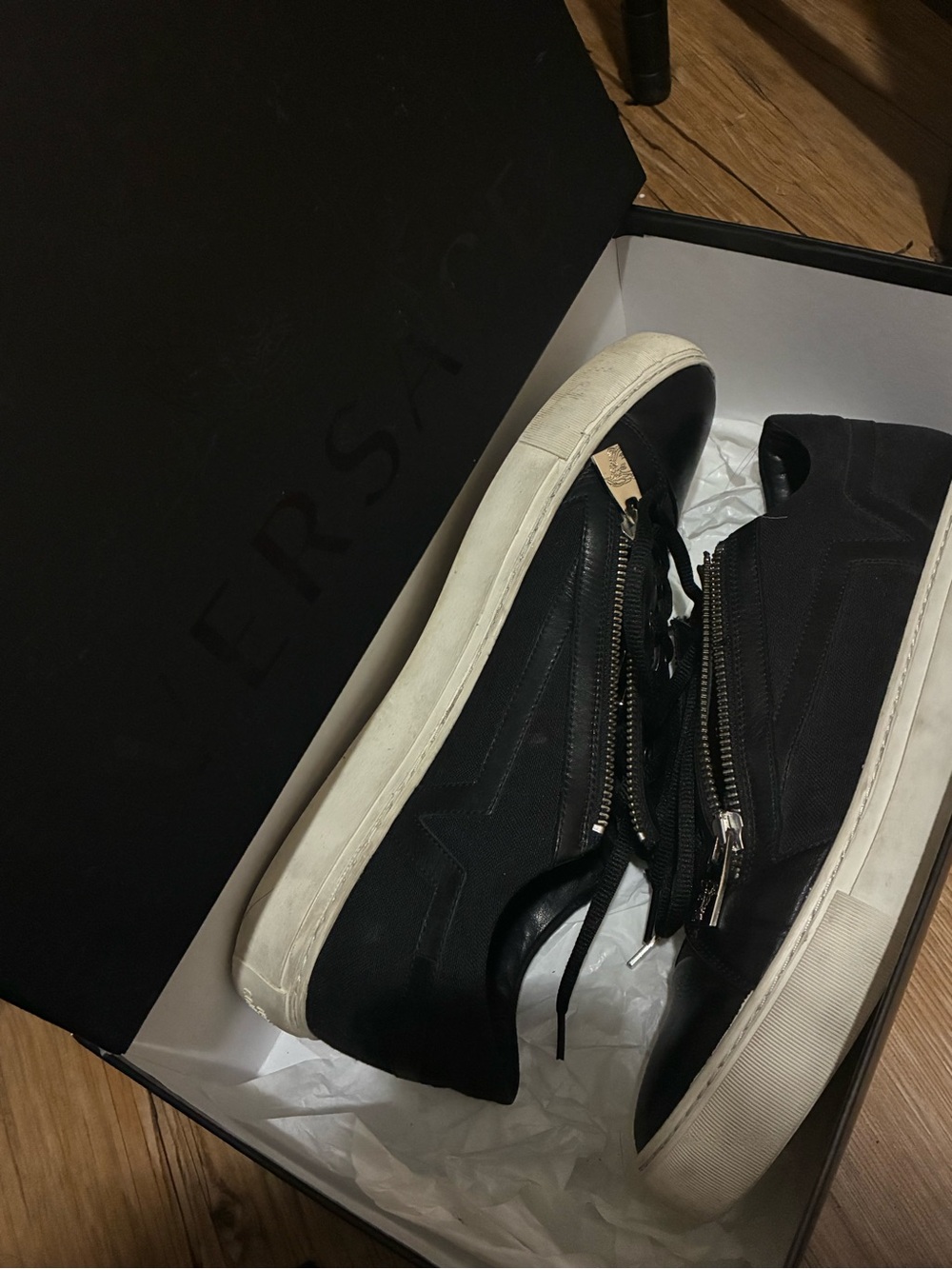 Versace collection double zip up sneakers